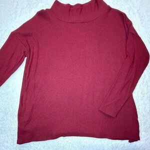 Vision USA Burgundy Mock Neck Long Sleeve Ribbed Sweater T5772 Red Medium